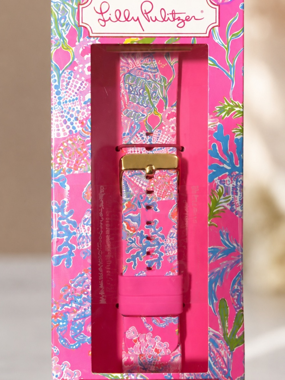 Lilly Pulitzer Hot Pink Multicolor Floral Silicone Watch Strap